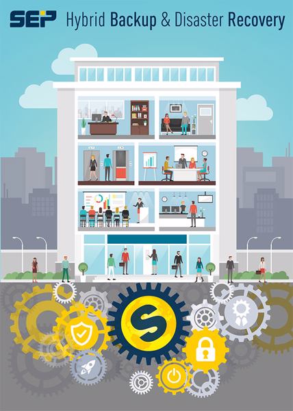 Hybrid-Backup & Disaster-Recovery: Backup als Teil der IT-Security-Strategie bildet das Fundament für den lückenlosen Betrieb im Geschäftsablauf (Grafik: SEP).